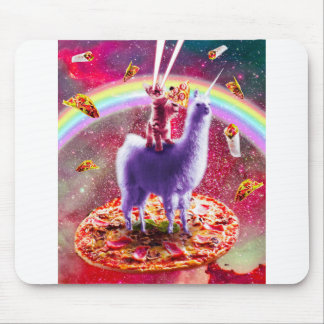 Laser Eyes Outer Space Cat Riding On Llama Unicorn Mouse Pad