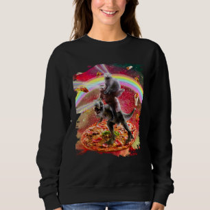 Laser Eyes Space Cat On Sloth Dinosaur  Rainbow Sweatshirt