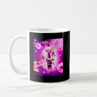 Laser Eyes Space Cat Riding Dog Pug  Rainbow  Coffee Mug