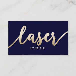 Laser Hair Removal Aesthetician Navy & Gold Business Card