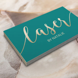 Laser Hair Removal Aesthetician Teal & Gold  Business Card