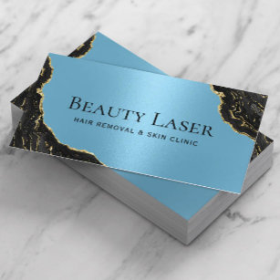 Laser Hair Removal Skin Clinic Blue Black Marble Business Card