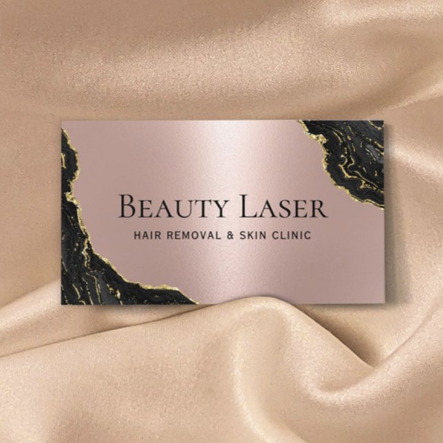 Laser Hair Removal Skin Clinic Rose Gold Marble Business Card (Creator Uploaded)