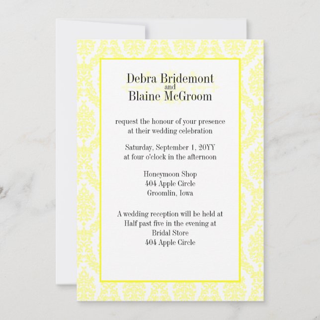 Laser Lemon Damask Pattern Wedding Template (Front)