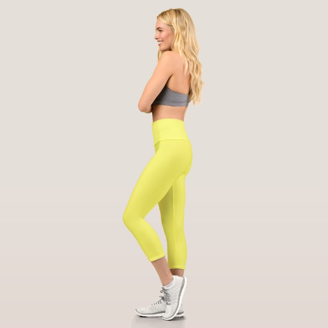 Laser Lemon  (solid colour)  Capri Leggings (Left)