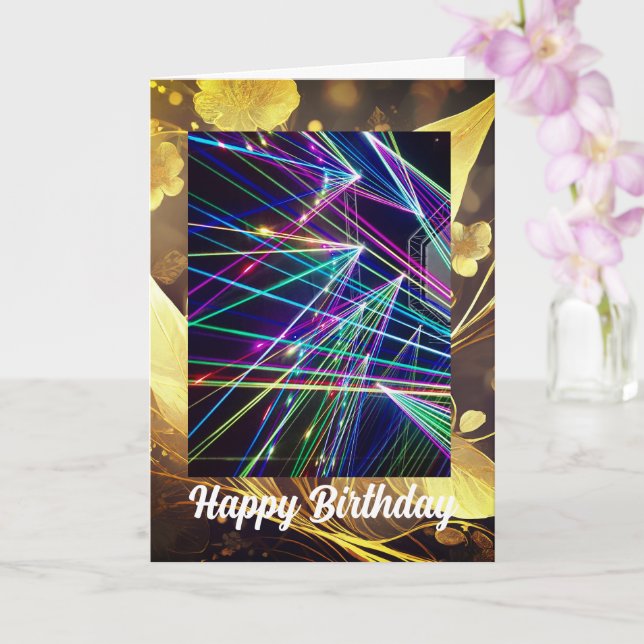 Laser Lights Birthday Card (Orchid)