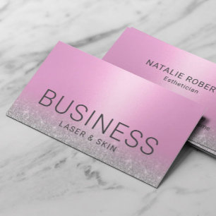Laser & Skin Beauty Salon Aesthetician Pink Silver Business Card