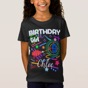 Laser Tag Birthday Girl Party Colorful Matching  T-Shirt