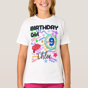 Laser Tag Birthday Girl Party Colorful Matching T- T-Shirt
