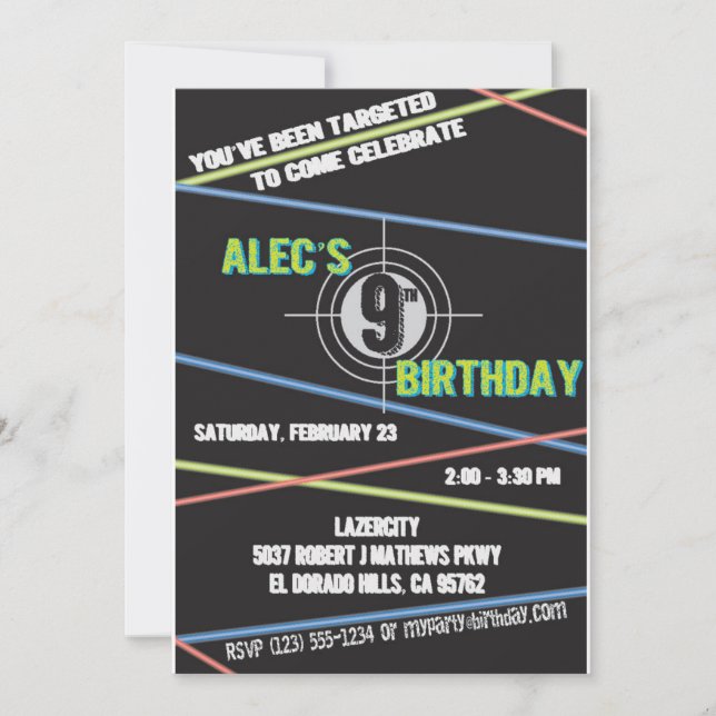 Laser Tag Birthday Invitation (Front)