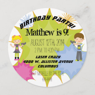 Laser Tag Birthday Party Customised Circle Invite