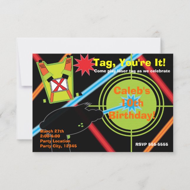Laser Tag Birthday Party Invitation (Front)