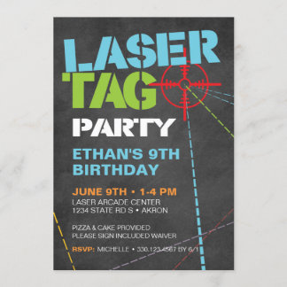 Laser Tag Birthday Party Invitations