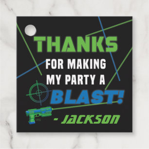 Laser Tag Blue & Green Birthday Thank You Favour