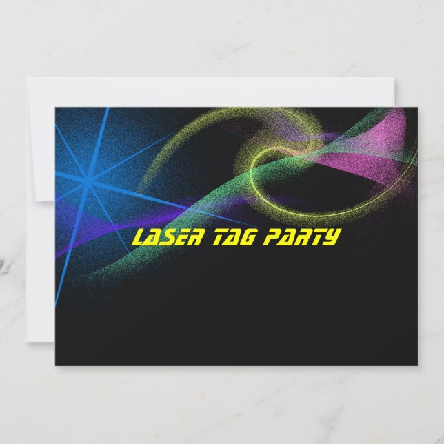 Laser Tag, Colourful, Birthday Party Invitation (Front)