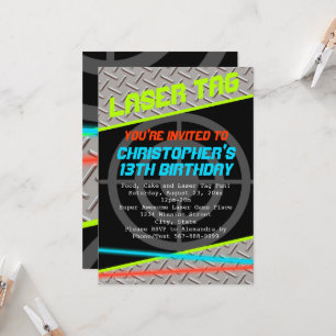 Laser Tag Custom Boys Birthday Party Invitation