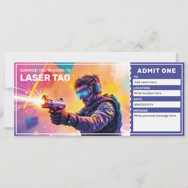 Laser Tag Gift Certificate  Invitation (Front)