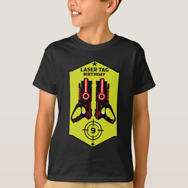 Laser Tag Kids Birthday Aged 9 T-Shirt (Front)