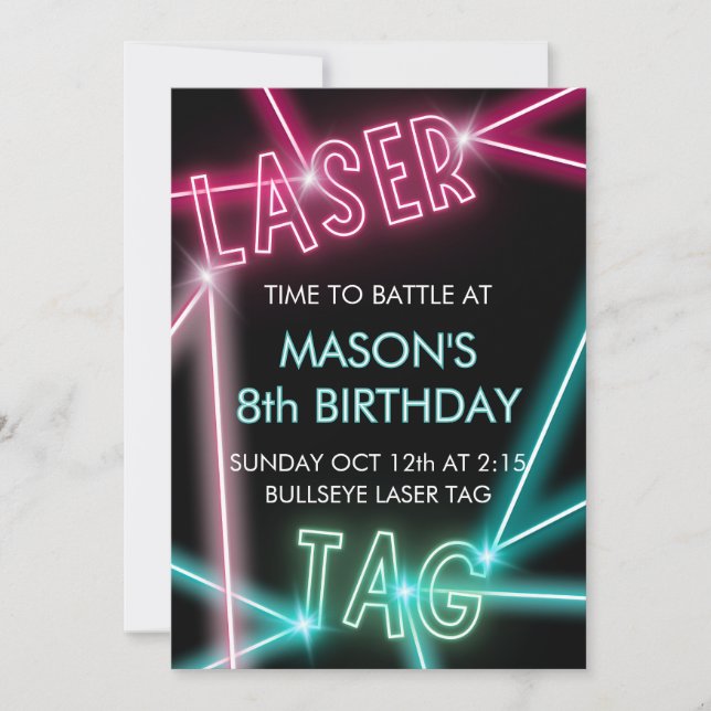 Laser Tag Kid's Birthday Fun Birthday Invitation (Front)