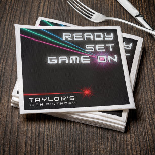 Laser Tag Neon Birthday Party Napkin