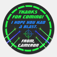Laser Tag Neon Birthday Party Thank you Stickers