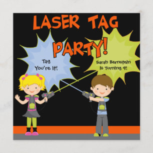 Laser Tag Party Birthday Invitations