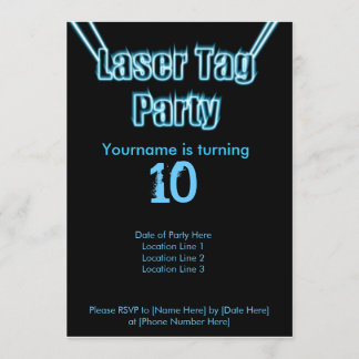 Laser Tag Party Blue Invitation