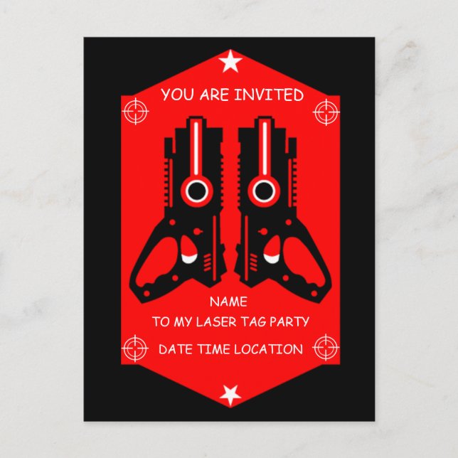 Laser Tag Party Invite Postcard (Front)