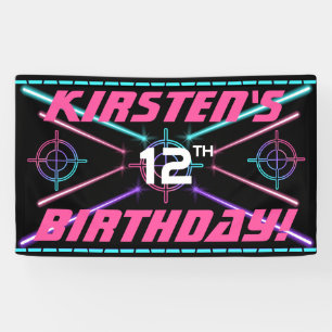 Laser Tag Pink, Teal, Purple Beams Birthday Party Banner