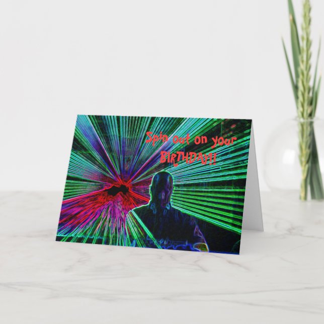 Lasers on DJ birthday card (Front)