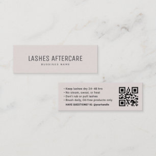 Lash Aftercare Instruction Card with QR Code
