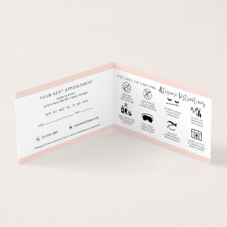 Lash Aftercare Instructions & Appointment Reminder Business Card