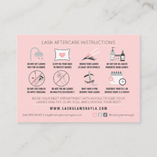 Lash Aftercare Instructions Extensions Care Cards