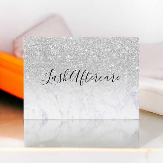 lash aftercare marble silver glitter business card (lash aftercare marble silver glitter business card)