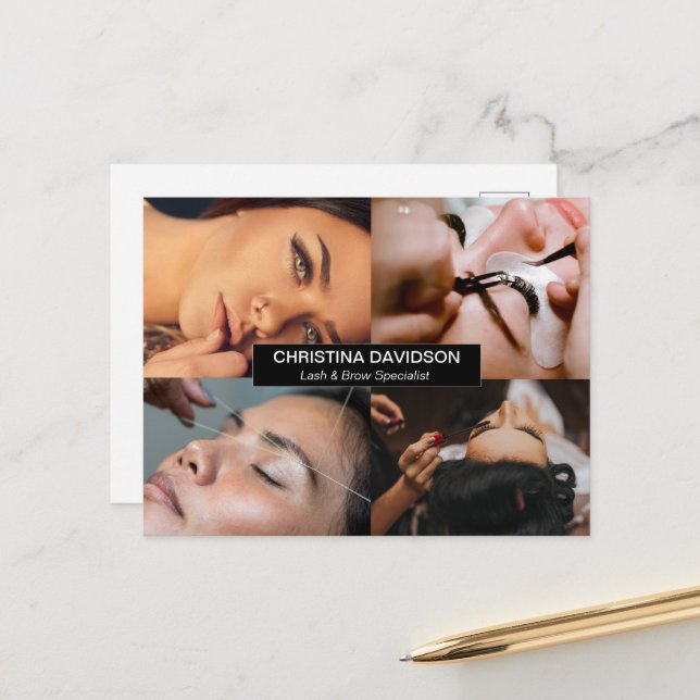 Lash and Brow Specialist Custom Photo Postcard (Front/Back In Situ)