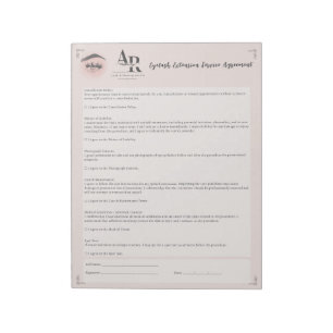 Lash and Makeup Eyelash Extension Liability Waiver Notepad