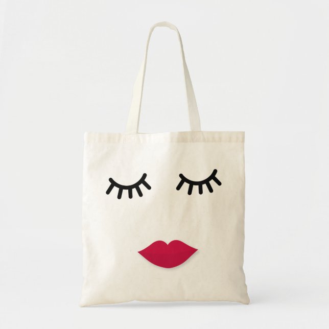 Lash and Red Lip Sweet Girl Portrait Tote Bag (Front)