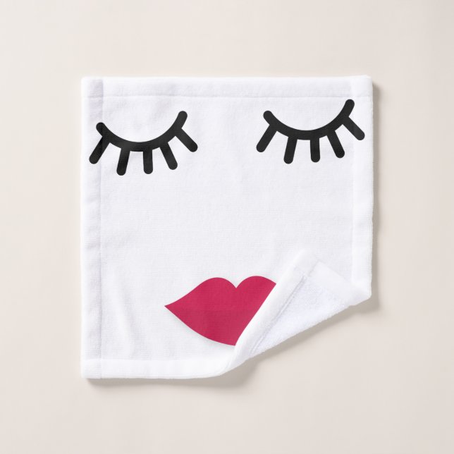 Lash and Red Lip Sweet Girl Portrait Wash Cloth (Wash Cloth)