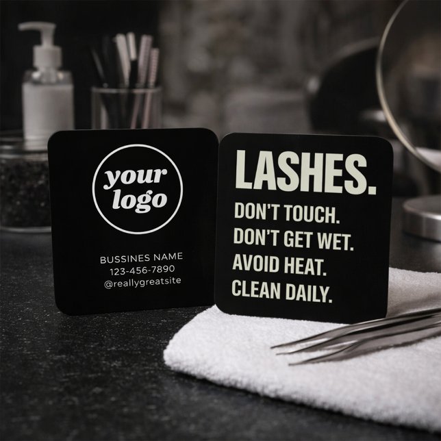 Lash Artist Aftercare Instructions Card Black (Creator Uploaded)