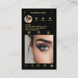 Lash Artist instagram Photo Grid Qr Code Black Business Card