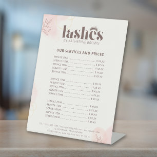 Lash Artist Price List Eyelash Extension Services Pedestal Sign