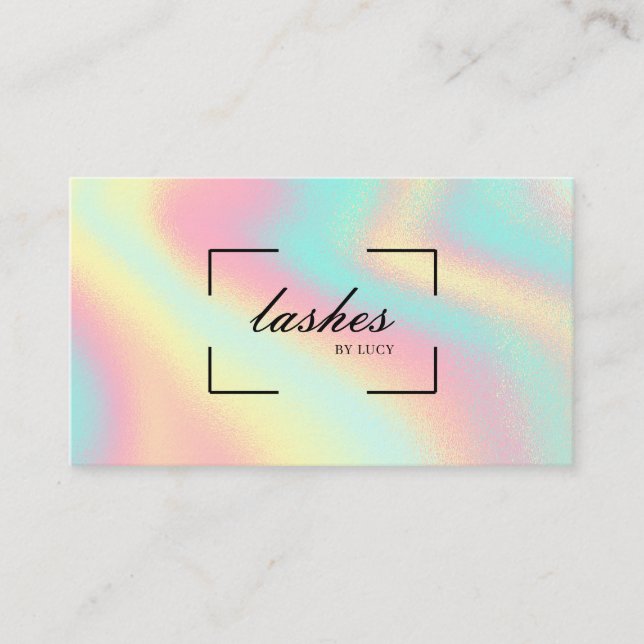 Lash Bar Beauty Salon Pastel Holographic Business Card (Front)