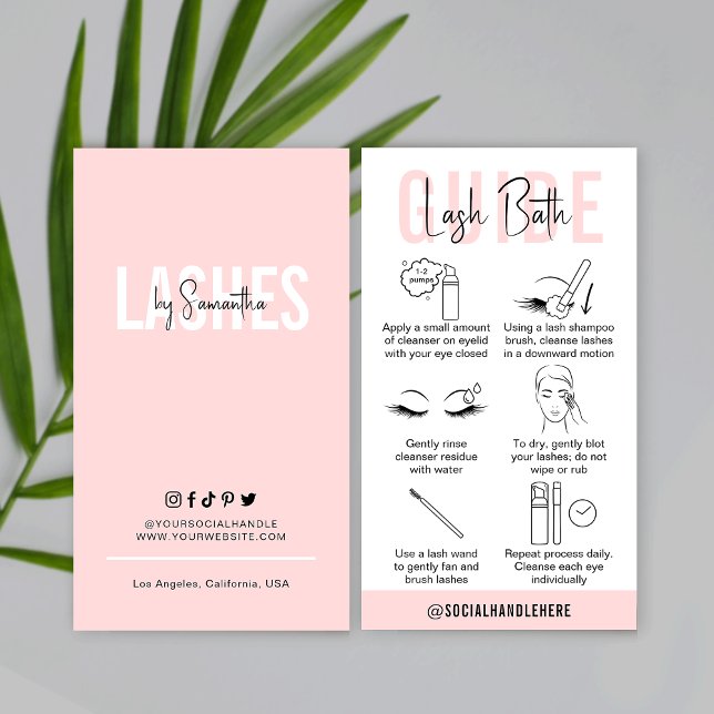 Lash Bath Care Guide Eyelashes Cleanser Feminine Business Card (Creator Uploaded)
