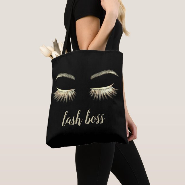 Lash Boss Gold Eyelash Extensions Beauty Salon Tote Bag (Close Up)