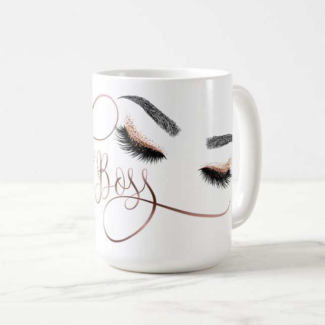 Lash Boss Makeup Eyebrow Eyes Lashes Rose Gold Coffee Mug (Front Right)
