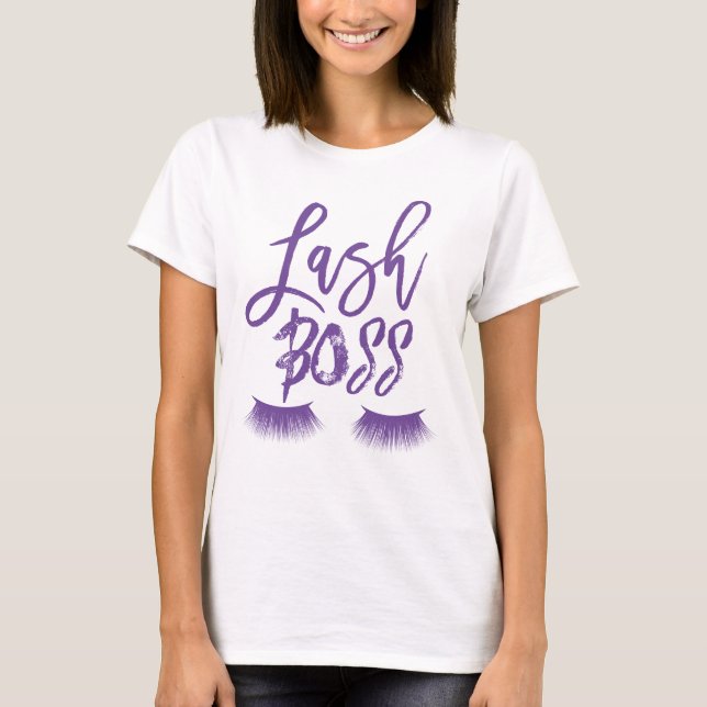 Lash Boss Purple Eyelash Extensions Eyes Salon T-Shirt (Front)
