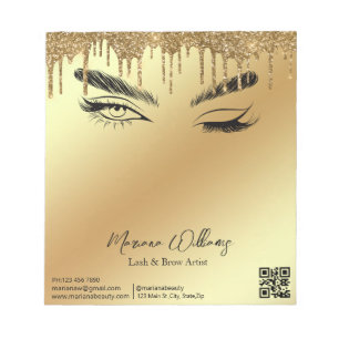 lash & brow artist qr code gold metallic business notepad