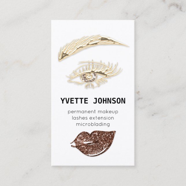 Lash Brow Permanent Makeup Logo QR Code Glitter Business Card (Front)