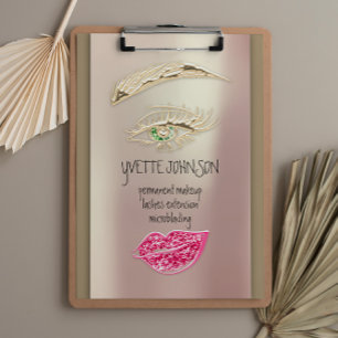 Lash Brow Permanent Makeup QRCode Gold Kiss Rose Business Card