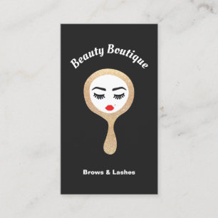 Lash & Brows Gold Glitter Mirror Makeup Artist Business Card